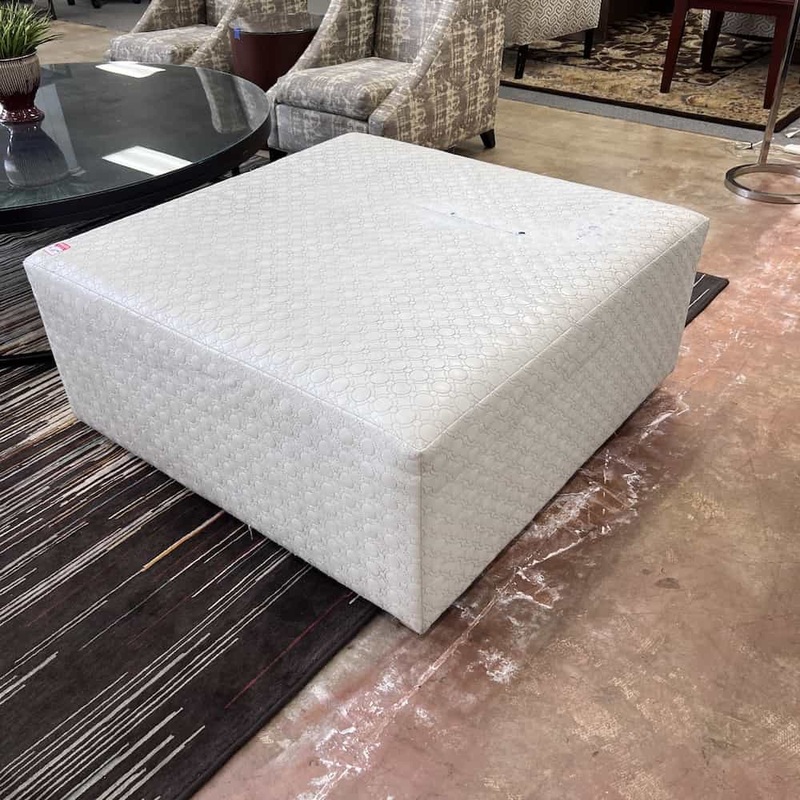 Damaged – 43″ x 43″ Cream White Stitching Pattern Square Ottoman Office Furniture Liquidations