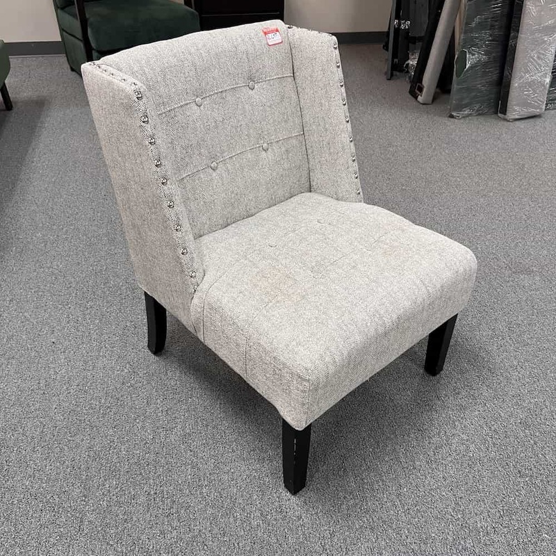 Gray and White Herringbone Rivet Accent Chair Office Furniture Liquidations