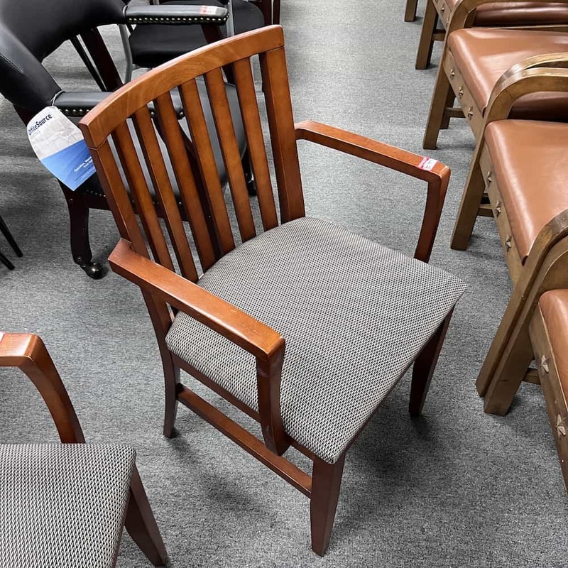 Grey and Cherry Guest Arm Chair Office Furniture Liquidations