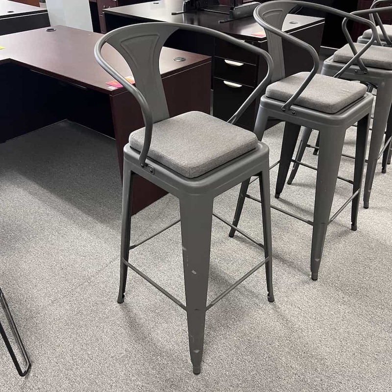 Grey Metal Modern Barstools with Cushion Office Furniture Liquidations