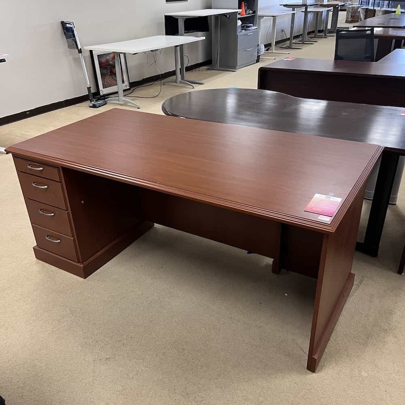 72″ FirstOffice Cambria Series Cherry Desk with 1 Pedestal File – Left Office Furniture Liquidations
