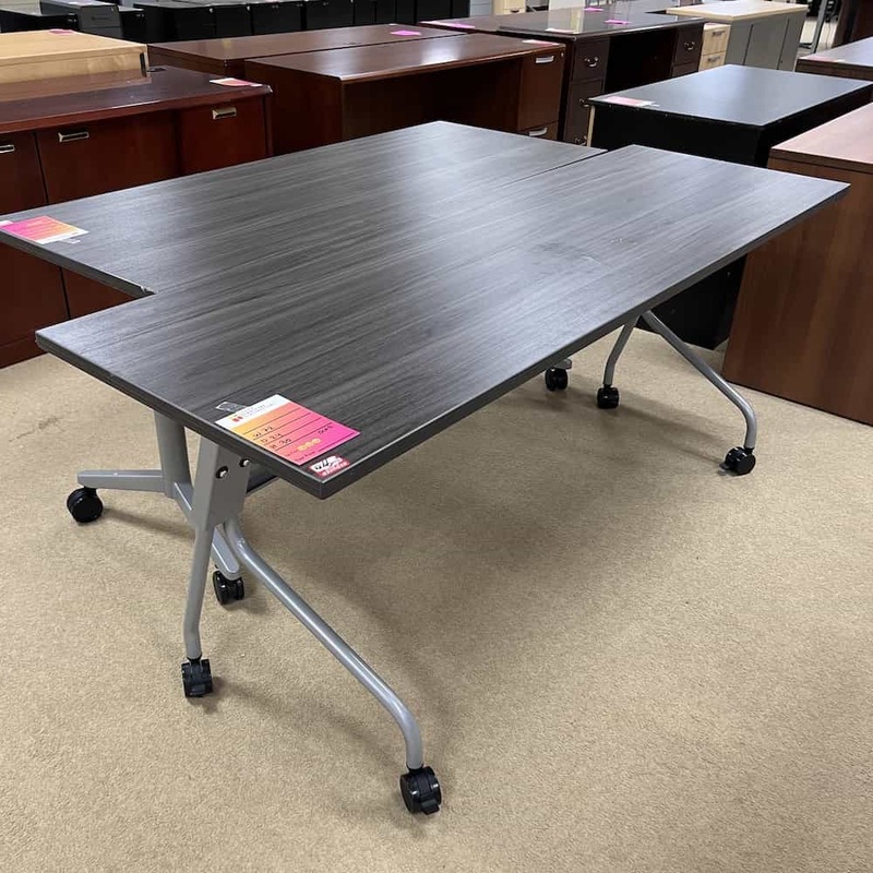 72″ Grey Flip Top Training Table on Wheels Office Furniture Liquidations