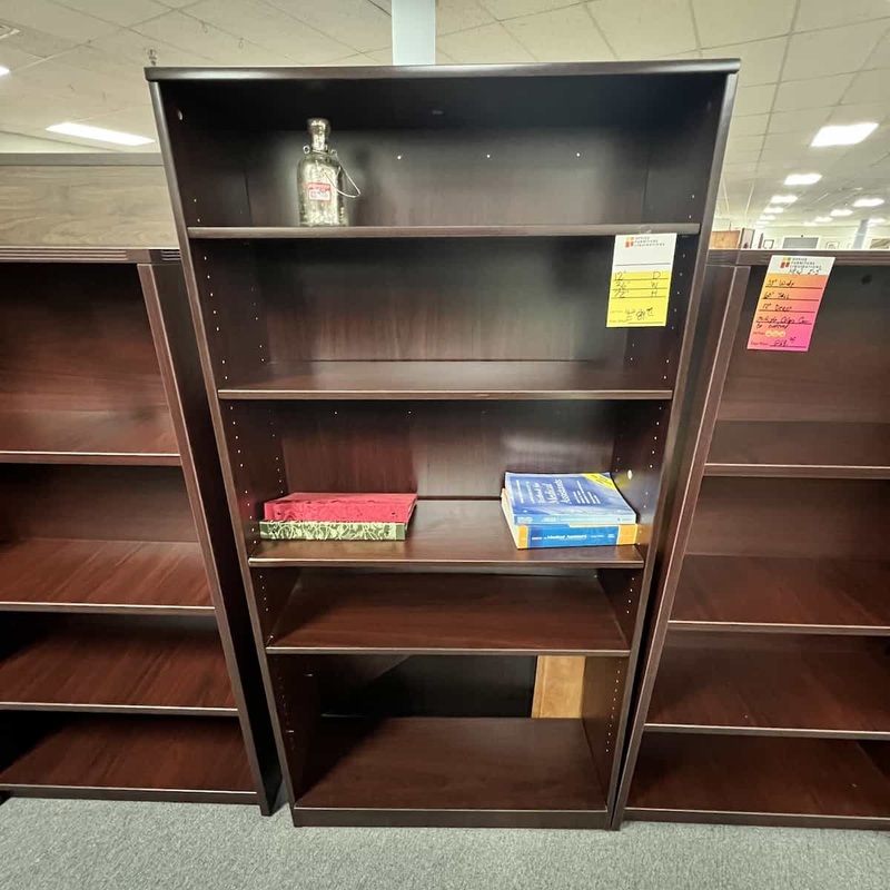 72″ High Mahogany Bookcase – 4 Shelf Office Furniture Liquidations