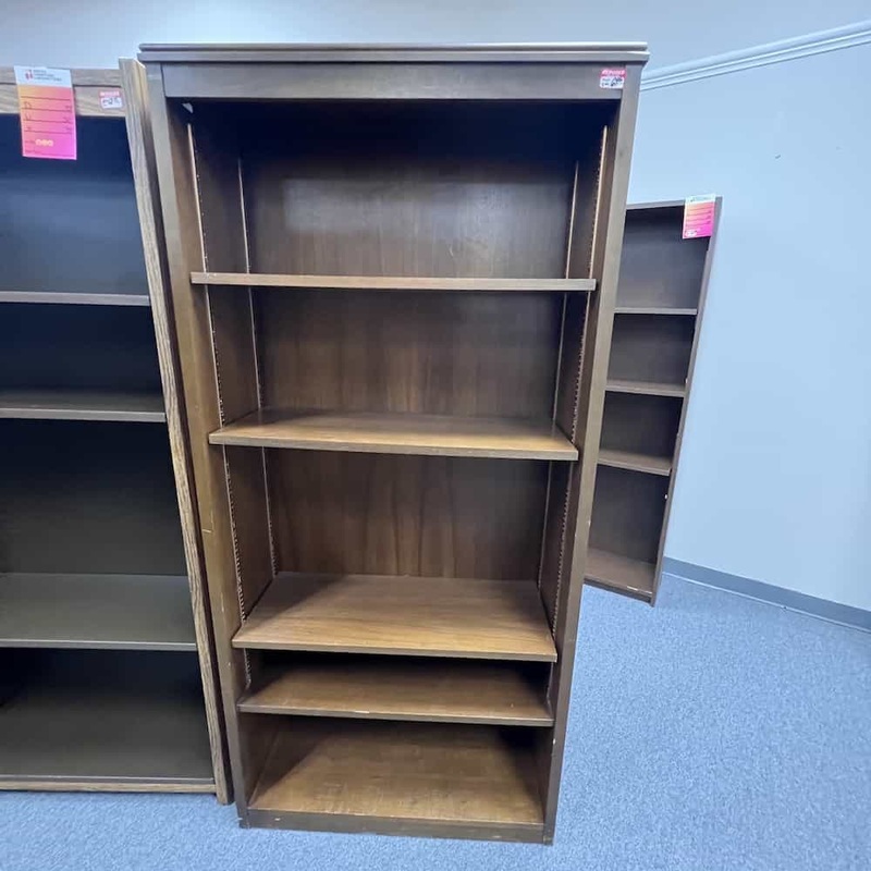 72″ High Walnut Bookcase – 4 Shelf Office Furniture Liquidations