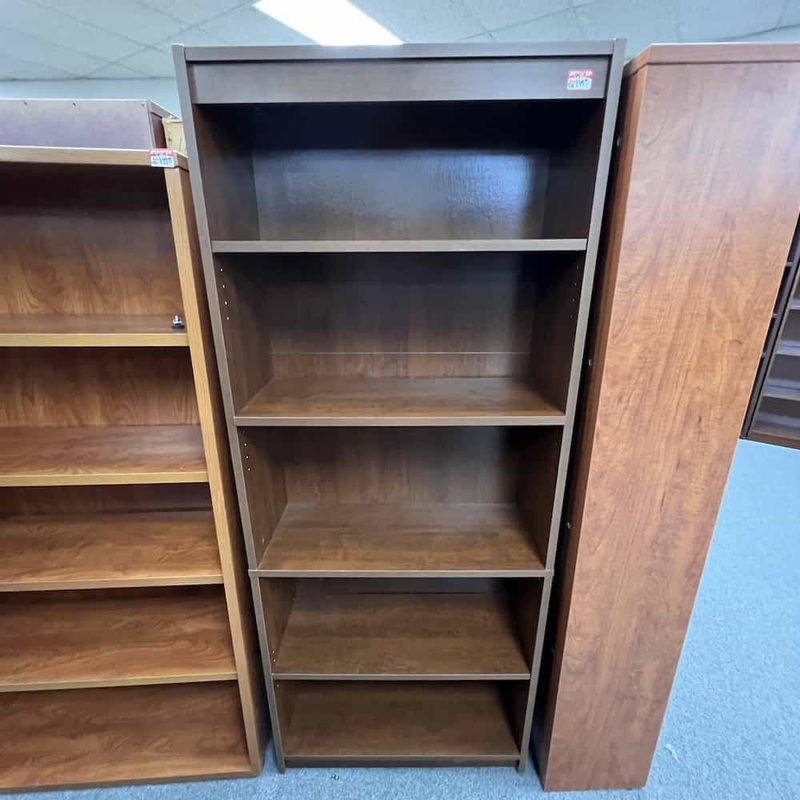 72″ High Walnut Veneer Bookcase – 4 Shelf Office Furniture Liquidations