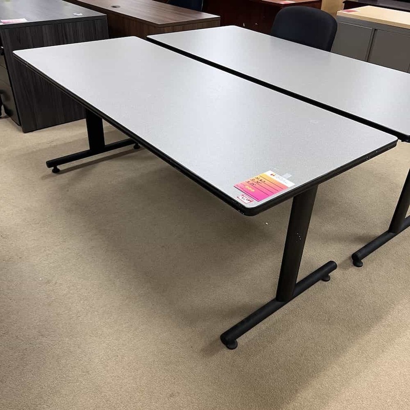 72″ Light Grey and Black Training Table Office Furniture Liquidations