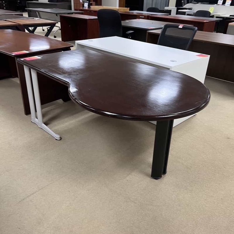 72″ Mahogany Frankenstein Bullet Nose Desk Office Furniture Liquidations
