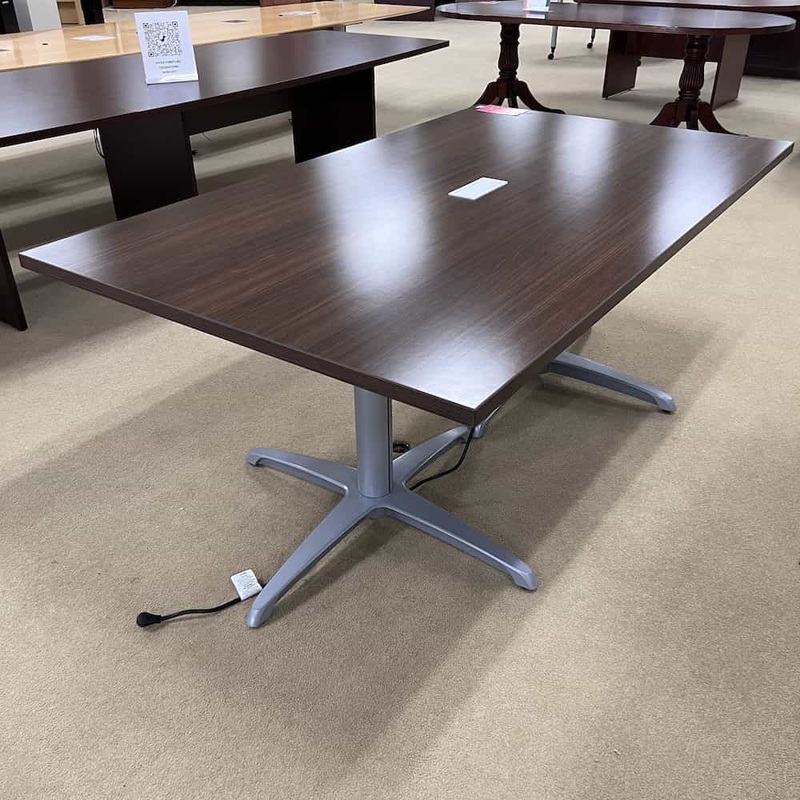 72″ Teknion Cocoa Brown Contemporary Rectangle Conference Table with Power Port Office Furniture Liquidations