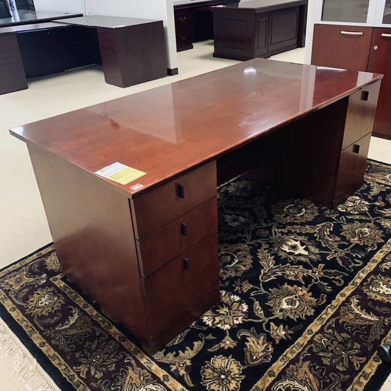 72 Wide Cherry/Black Transitional Paoli Desk Office Furniture Liquidations