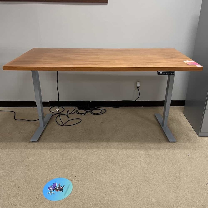 72″ Wide Honey/Grey Programmable Height Adjustable Desk Office Furniture Liquidations