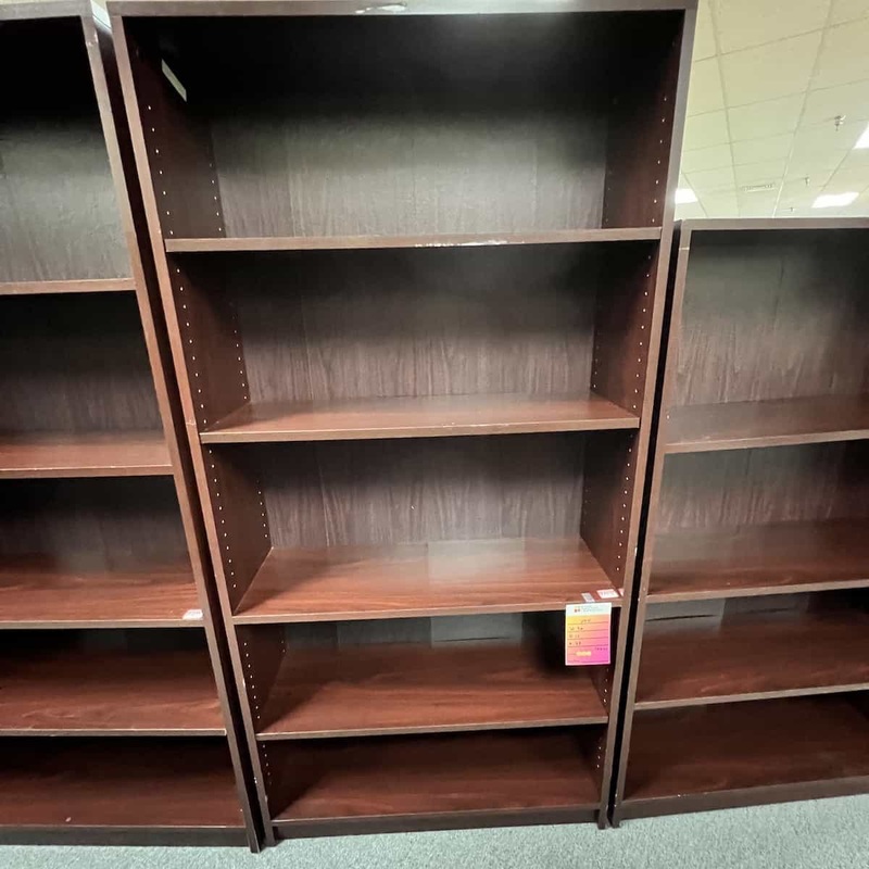 73″ High Mahogany Bookcase – 4 Shelf Office Furniture Liquidations