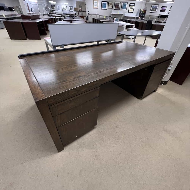 78″ Office Source Inc. Walnut Modern Vintage Executive Desk Office Furniture Liquidations