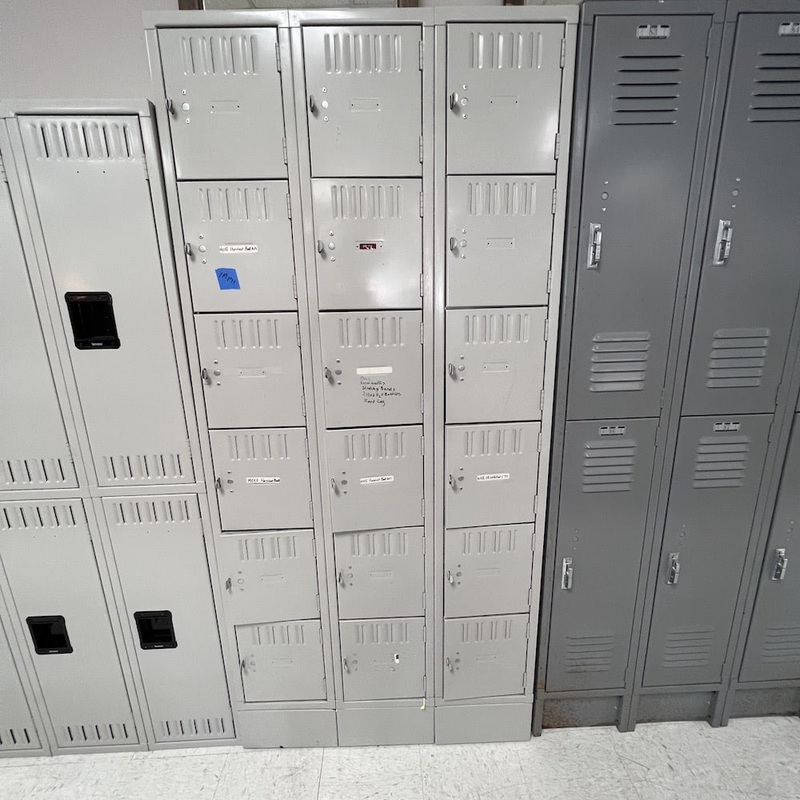 79″ High Light Tan Lyon Three Wide Six Tier Metal Storage Locker Office Furniture Liquidations