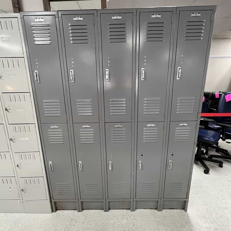 79″ High Lyon 5 Wide Double Tier Metal Storage Locker Office Furniture Liquidations