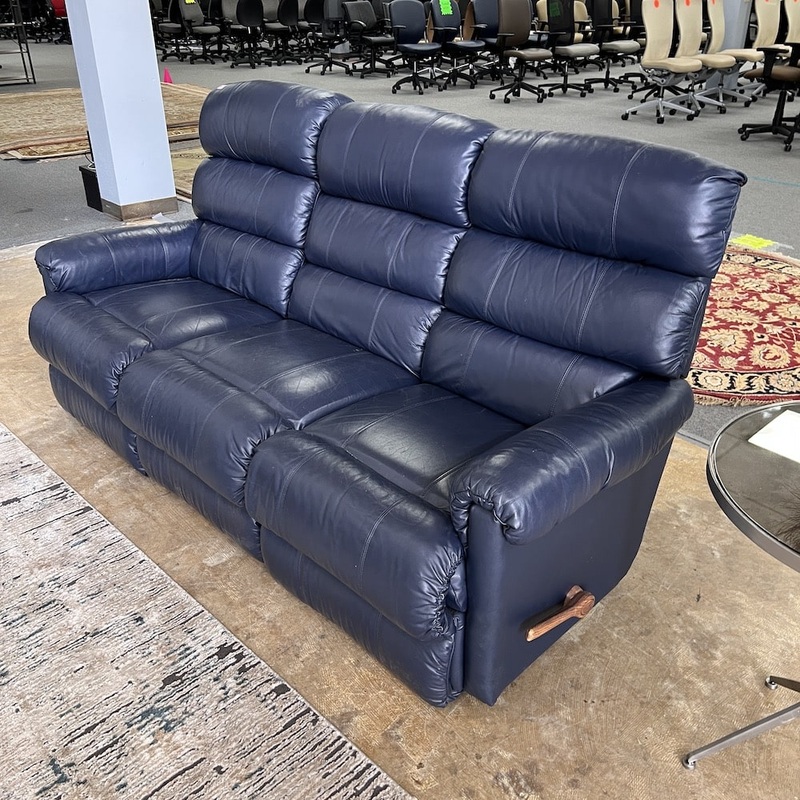 79″ La-Z-Boy Blue Reclining Sofa Couch Office Furniture Liquidations