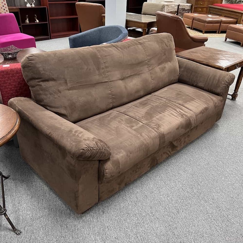 82″ Brown Velour Plush Sofa Couch Office Furniture Liquidations