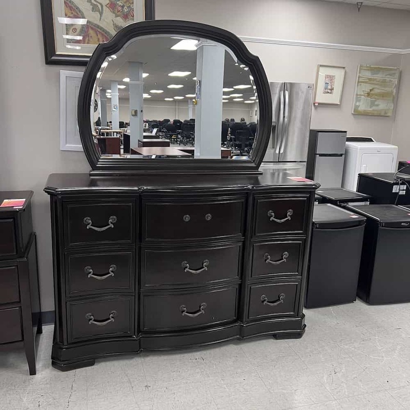 62″ Mahogany Traditional 9 Drawer Dresser with Mirror Office Furniture Liquidations