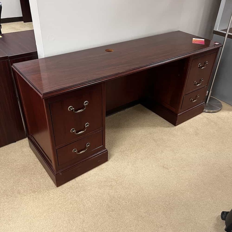 65″ Wide Mahogany/Gold Traditional Credenza Office Furniture Liquidations