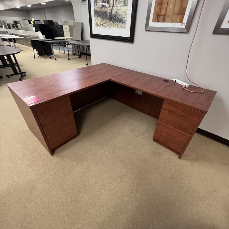 66″ Buro Design Cherry L-Desk – Right Return Office Furniture Liquidations