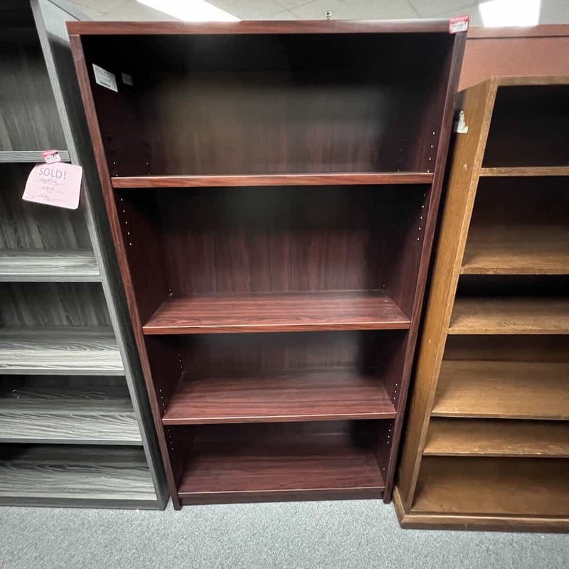 66″ High Global Mahogany Laminate Bookcase – 4 Shelf Office Furniture Liquidations