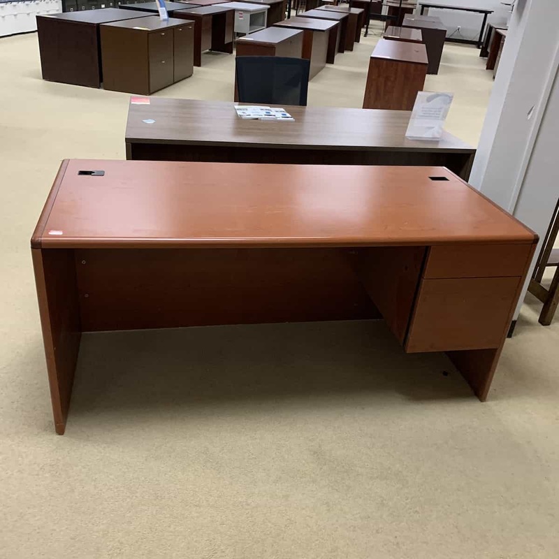 66″ Wide Cherry Modern Rounded Edge Desk Office Furniture Liquidations