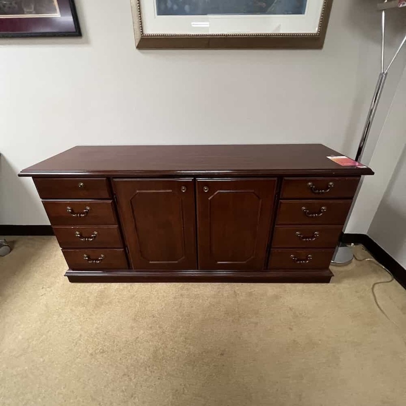 66″ Wide Walnut/Gold Traditional Credenza Office Furniture Liquidations