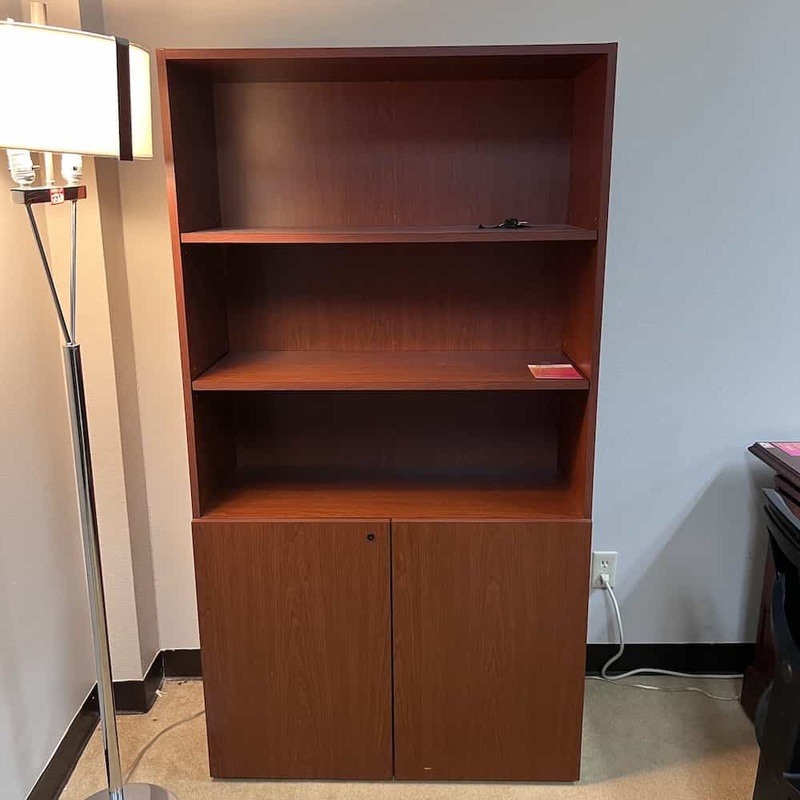 67″ High Cherry Storage Cabinet with Bookcase Office Furniture Liquidations