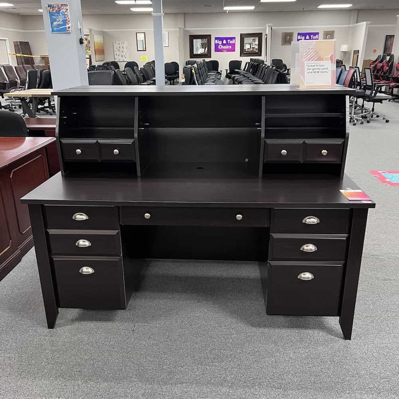 71″ Espresso Desk with Hutch and Two Pedestal Files – Box/Box/File Office Furniture Liquidations