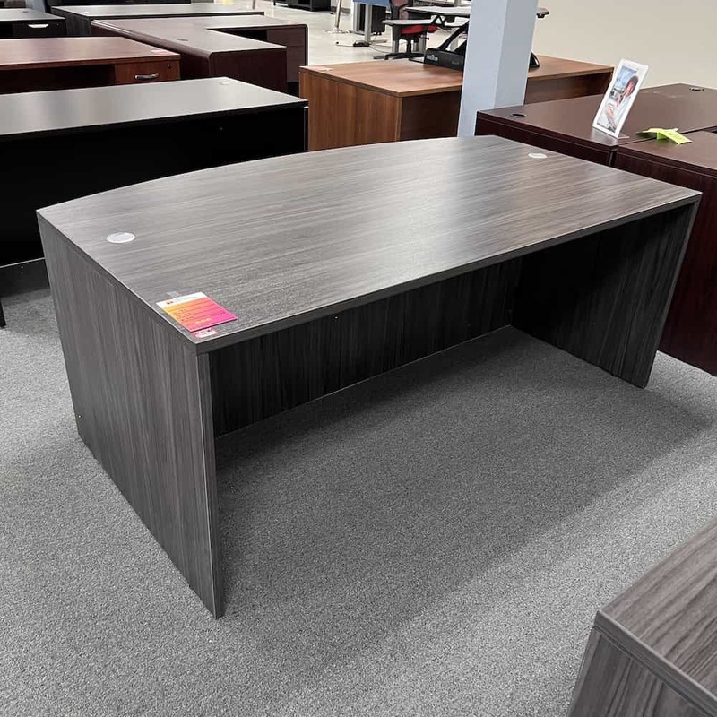 71″ Grey Bow Front Desk Shell Office Furniture Liquidations