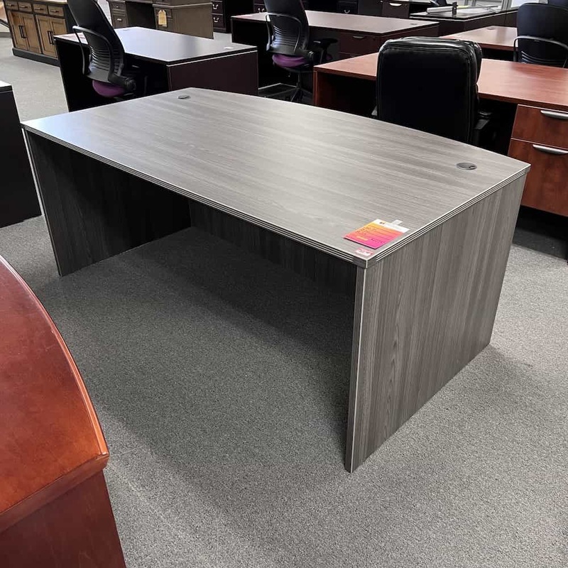71″ Samoa Grey Bow Front Desk Shell Office Furniture Liquidations
