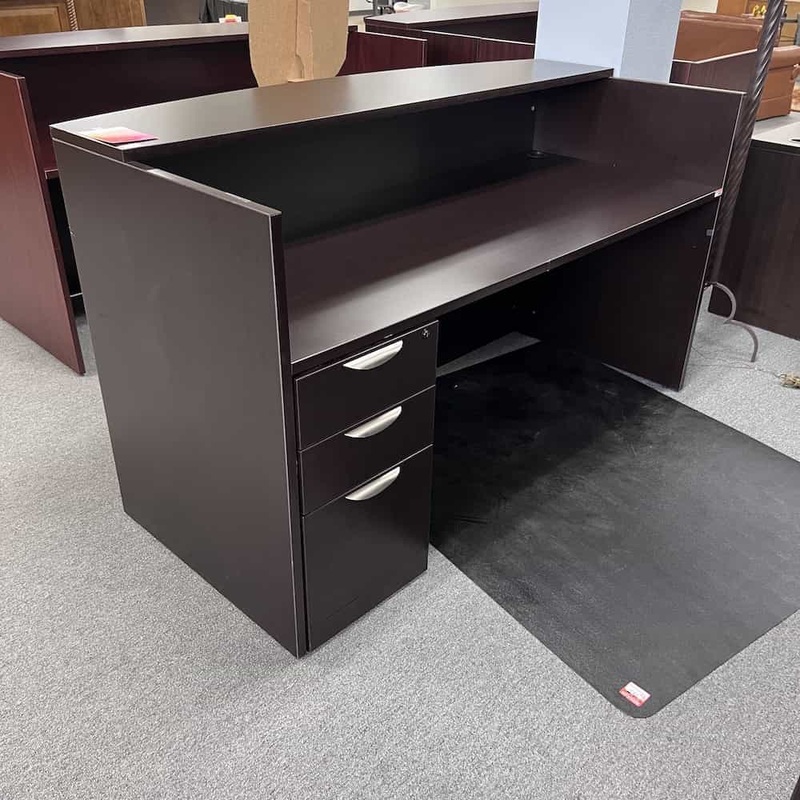 71″ Wide Espresso Receptionist Desk – One Pedestal Office Furniture Liquidations