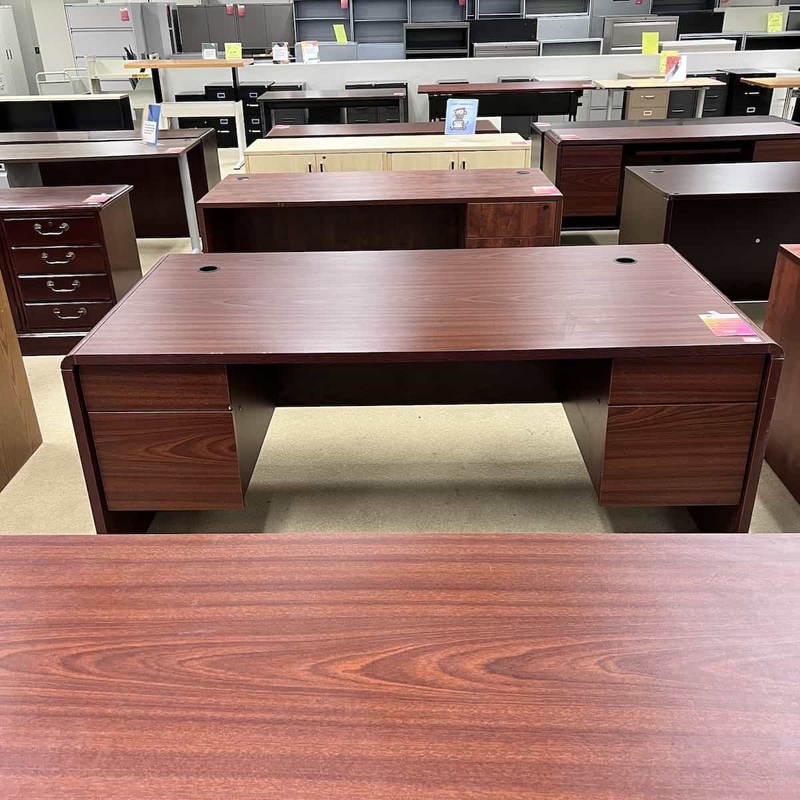 71″ Wide Global Mahogany Desk Office Furniture Liquidations