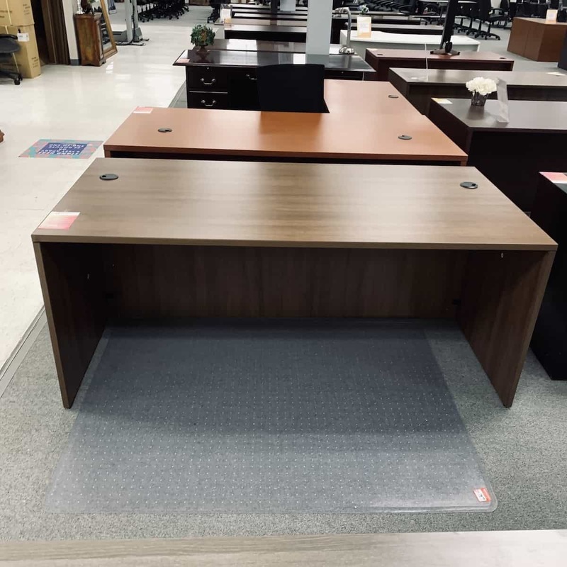 71″ Wide Walnut Modern Desk Shell Office Furniture Liquidations