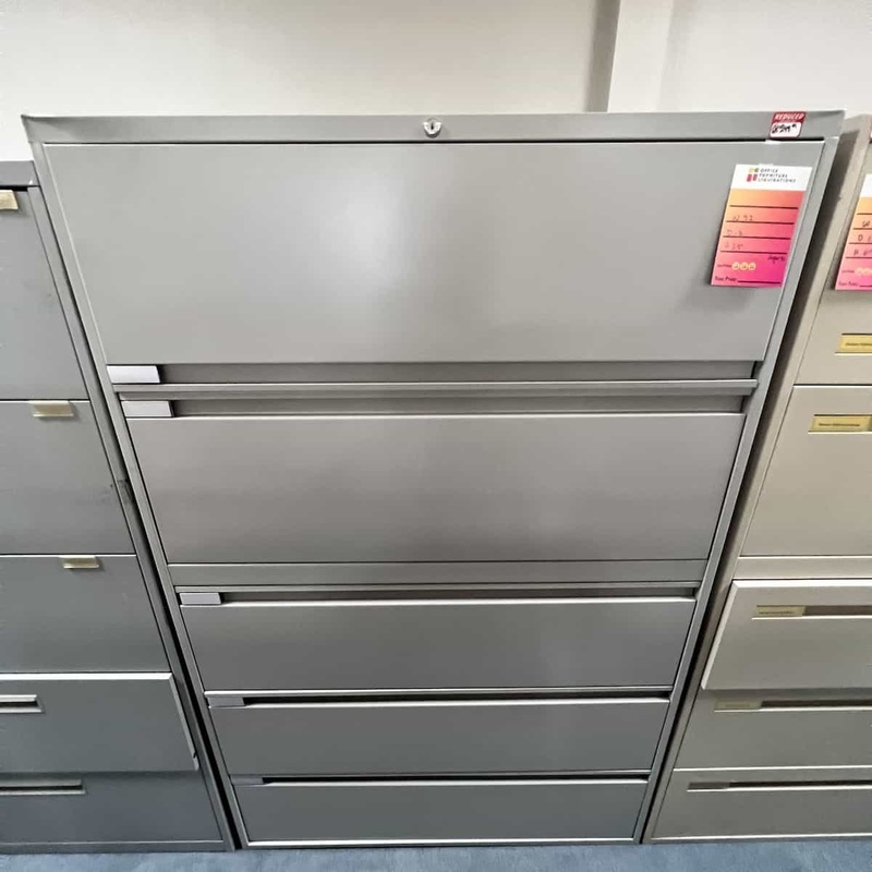 42″ Wide Grey Metal Lateral File – 5 Drawer Office Furniture Liquidations