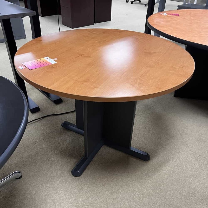 42″ Wide Honey/Black Round Break Room Table Office Furniture Liquidations