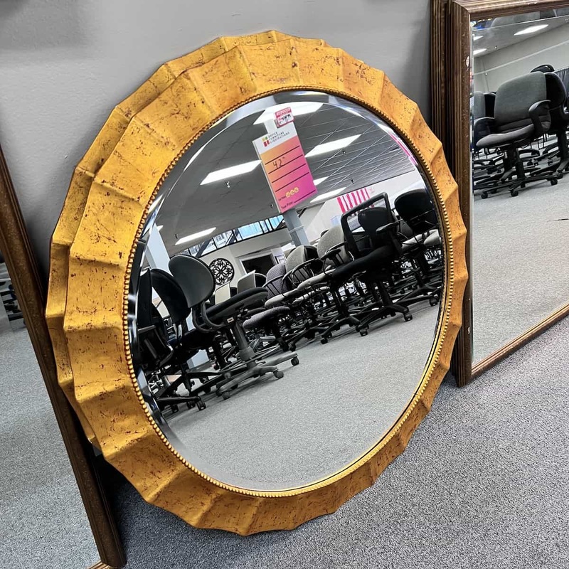 42″ Wide Round Gold Sun Mirror Office Furniture Liquidations