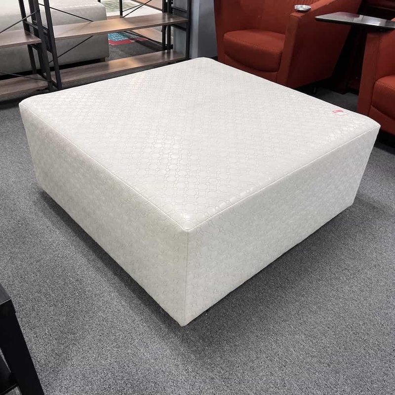 43″ x 43″ Cream White Stitching Pattern Square Ottoman Office Furniture Liquidations