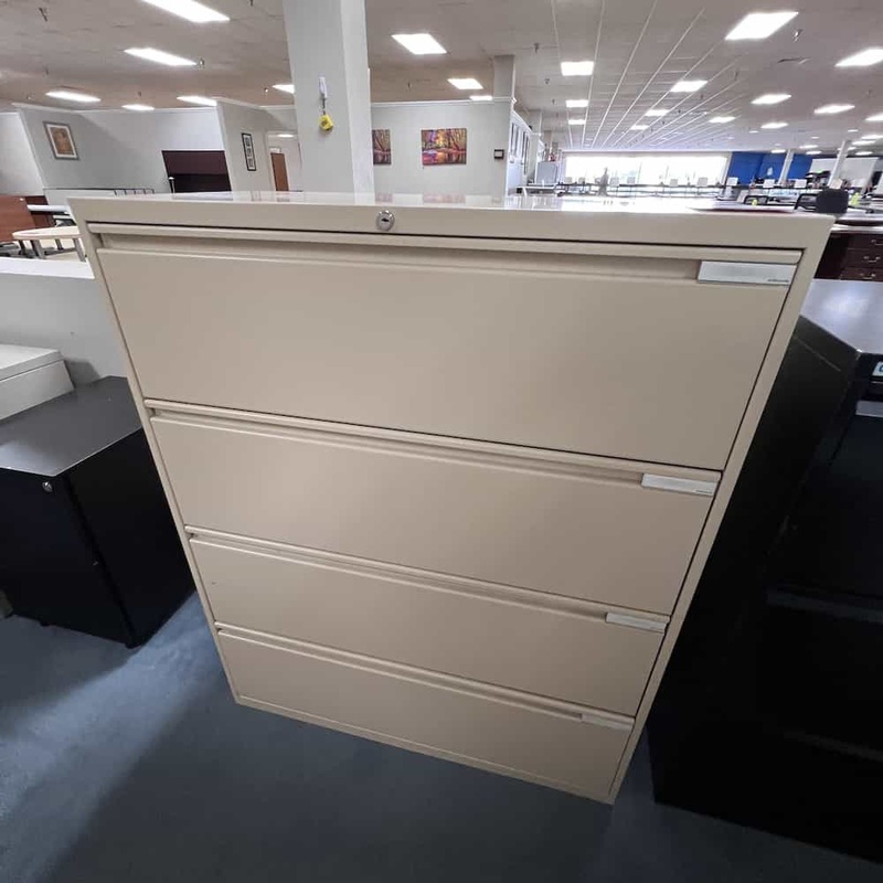 45″ High Light Tan Metal 4 Drawer Lateral Office Furniture Liquidations