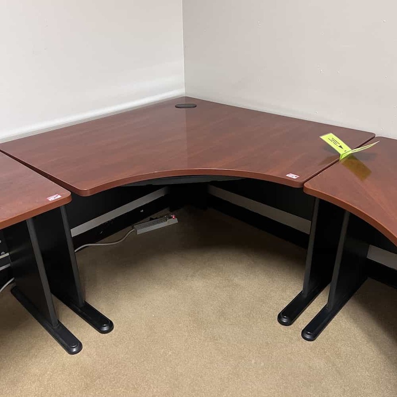 48″ Wide Bush Cherry and Grey Corner Desk Office Furniture Liquidations
