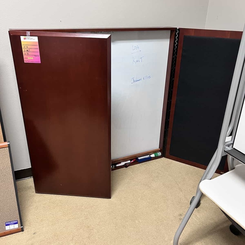 48″ Wide Cherry Folding Dry Erase Presentation Board Cabinet Office Furniture Liquidations