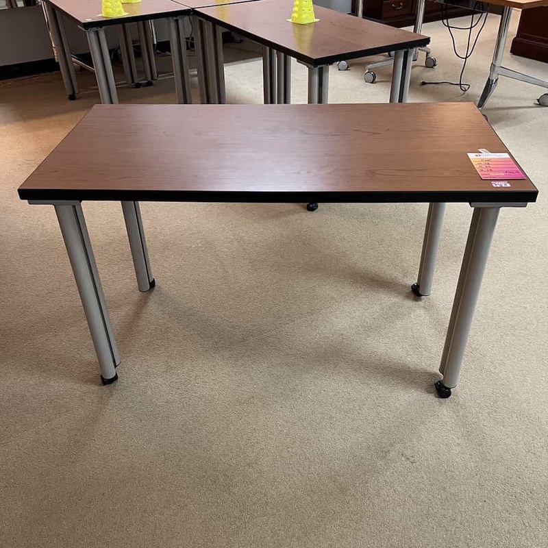 48″ Wide Knoll Honey Training Table on Wheels Office Furniture Liquidations
