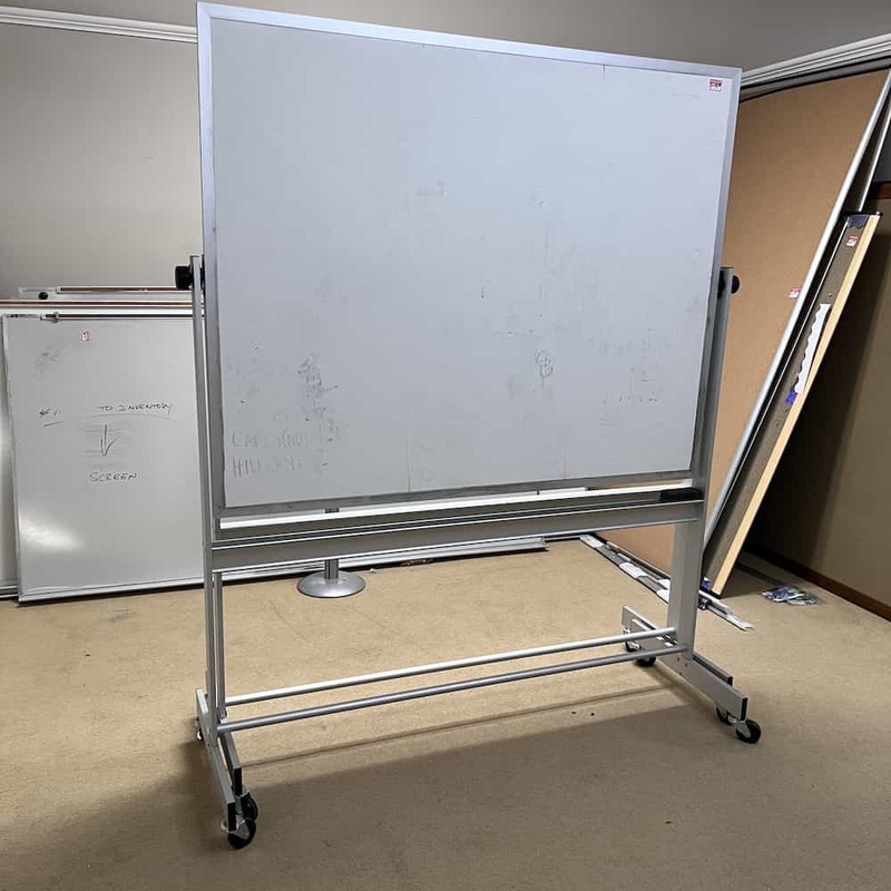 48″ x 60″ White Dry Erase Rolling Whiteboard Office Furniture Liquidations
