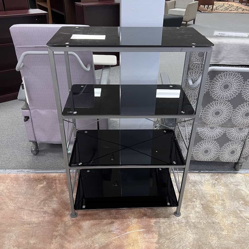 49″ High Black Glass Modern Decorative Shelf Office Furniture Liquidations