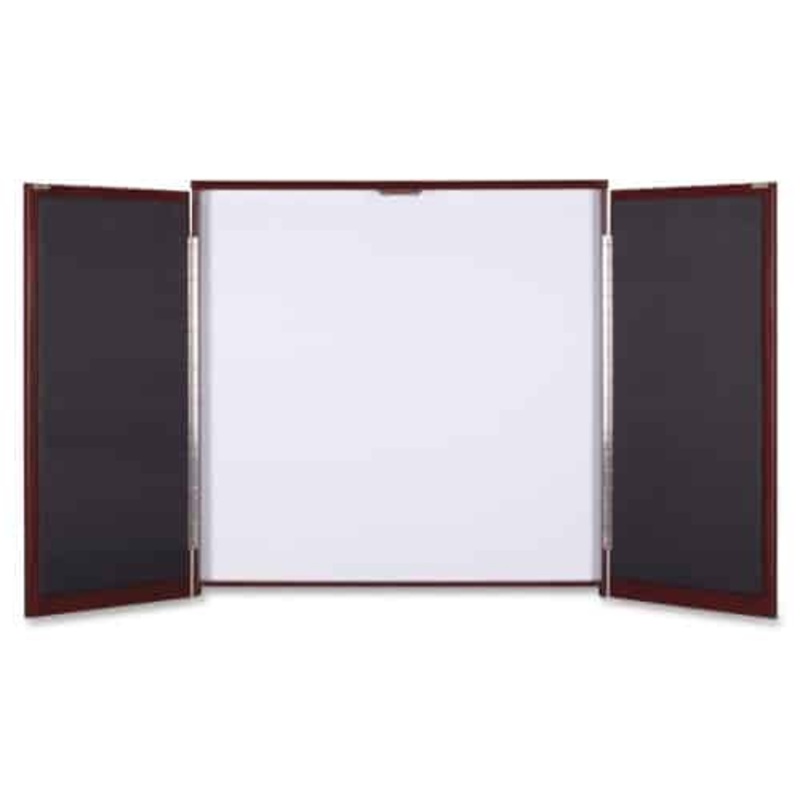 4ft – 8ft W Mahogany Veneer Wood Folding Dry Erase Presentation Cabinet Office Furniture Liquidations