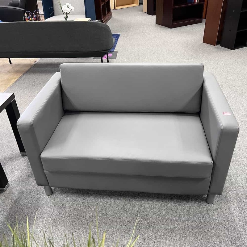 50″ Grey Vinyl Modern Loveseat Office Furniture Liquidations