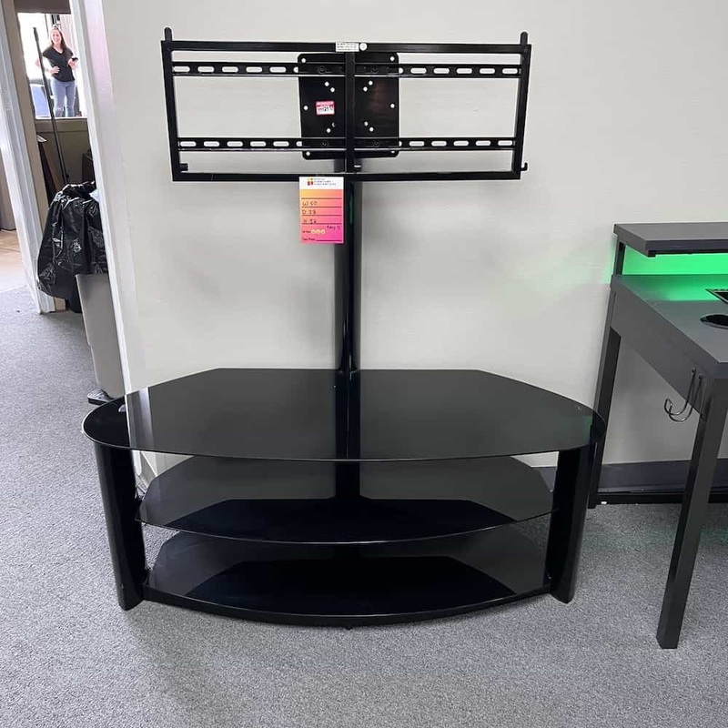 50″ Wide Black Glass/Metal TV Console Media Stand Office Furniture Liquidations