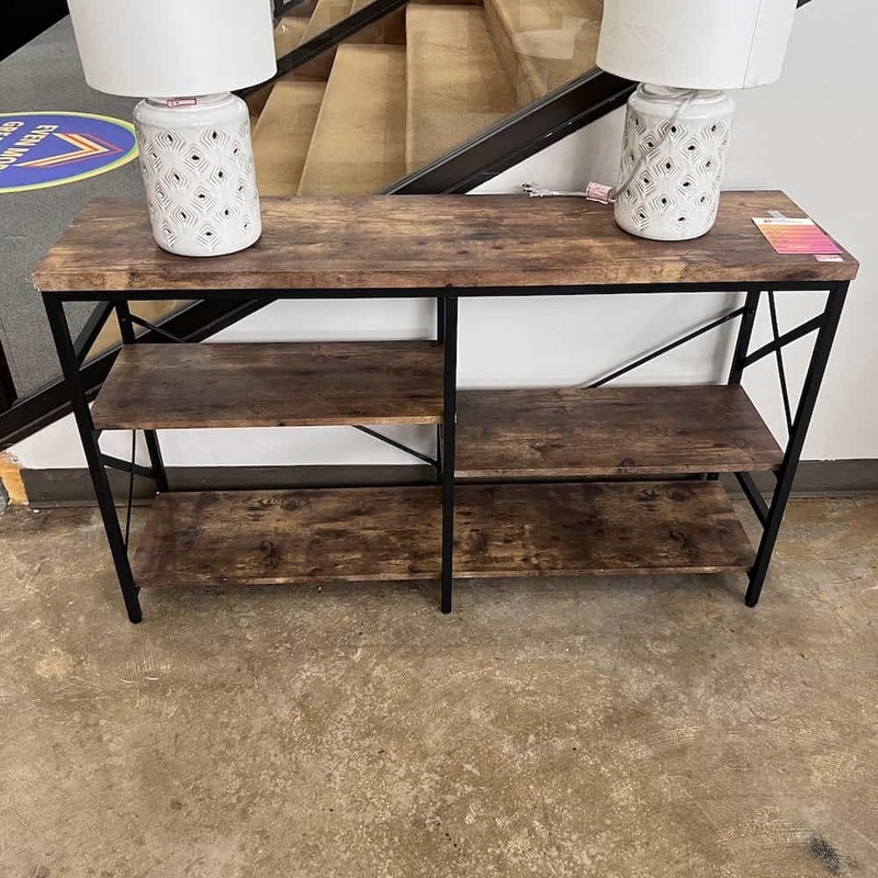 51″ w x 30″ h Weathered Walnut and Black Industrial Bookcase Office Furniture Liquidations