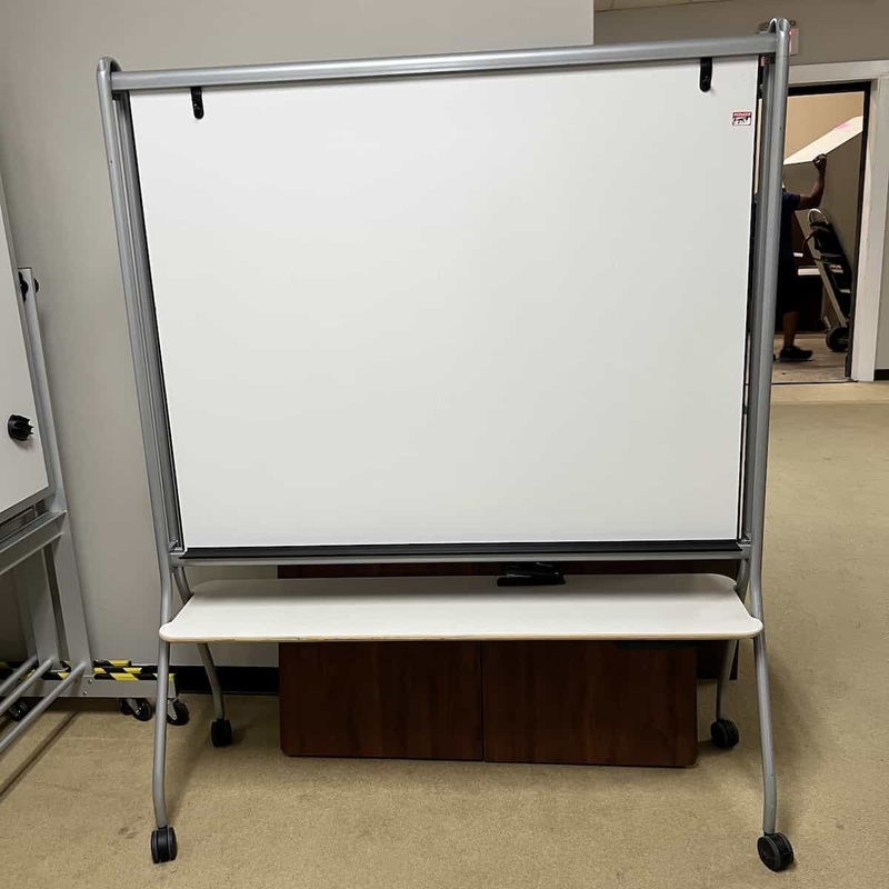 57″ Wide Herman Miller Rolling Dry Erase Board with Shelf Office Furniture Liquidations