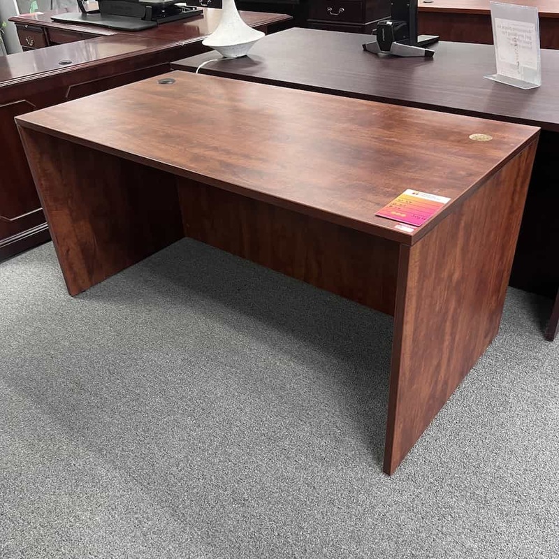 59″ Cherry and Black Desk Shell Office Furniture Liquidations