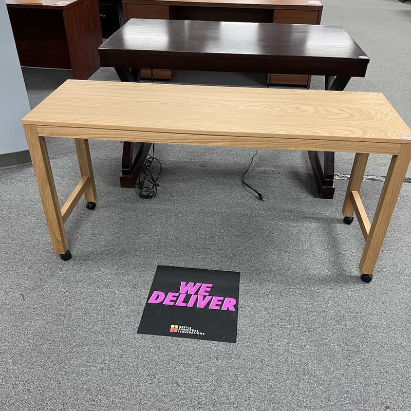 59″ Hilltop Woodworking White Oak Presentation Table on Wheels Office Furniture Liquidations